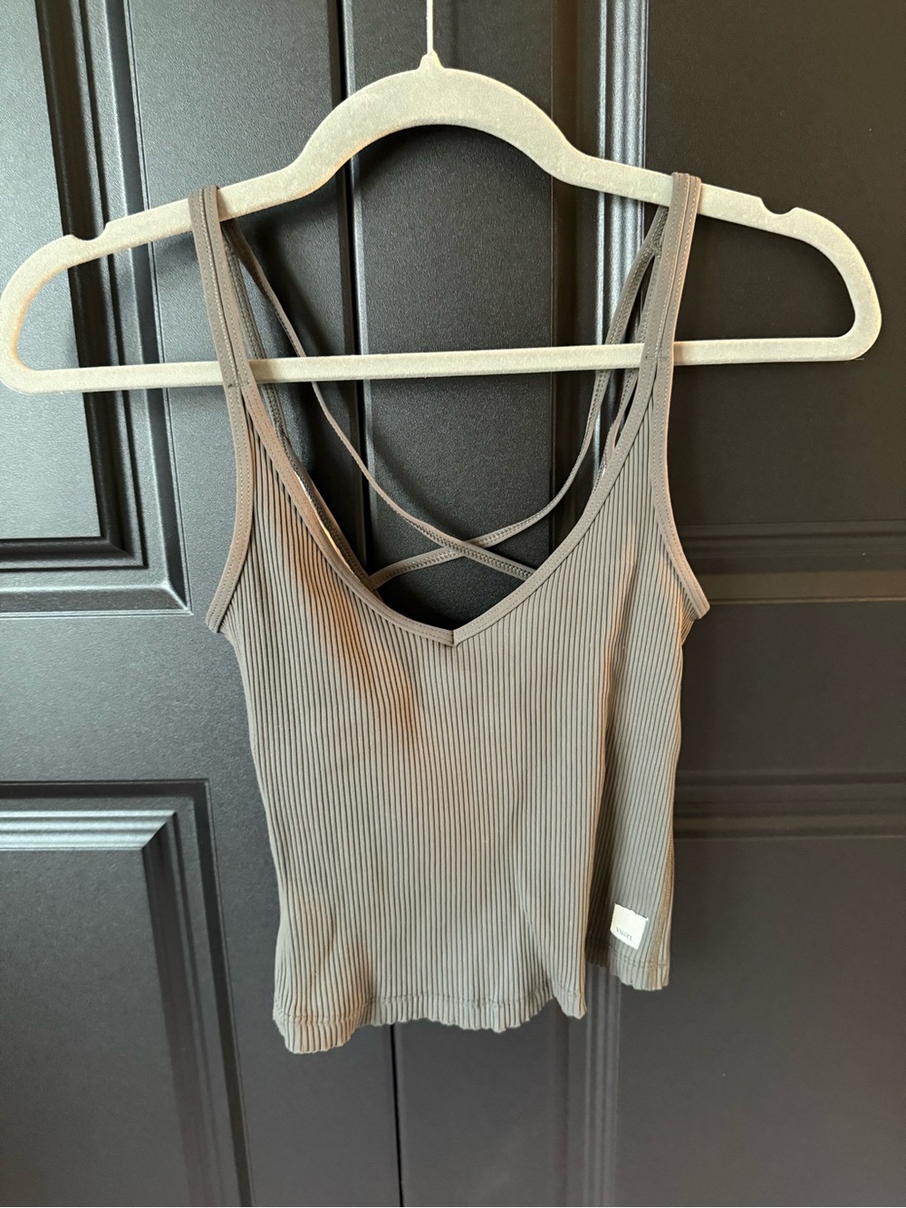Vuori Taupe Ribbed Crisscross Cami Tank Sz XS